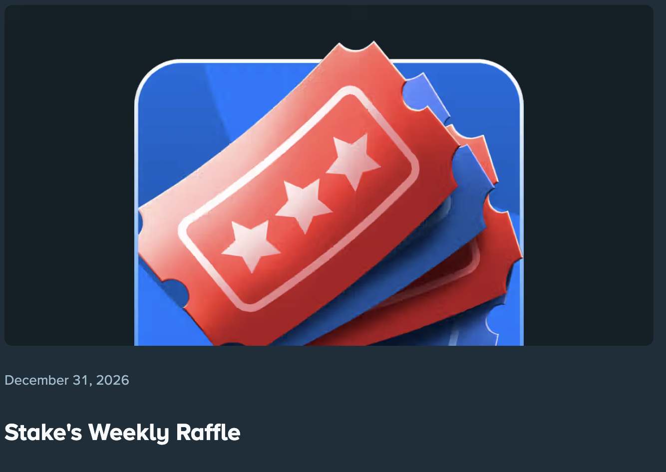 Stake $75,000 Weekly Raffle
